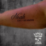 Lanza Tattoo Puerto del Carmen Lanzarote Lettering Name Roman numerals